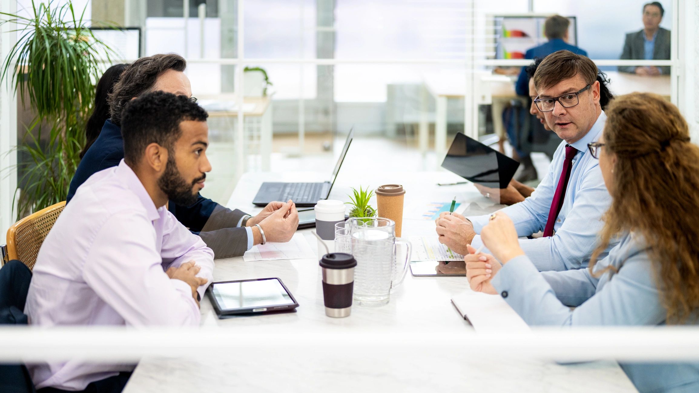 Team meeting to plan a renewable energy project